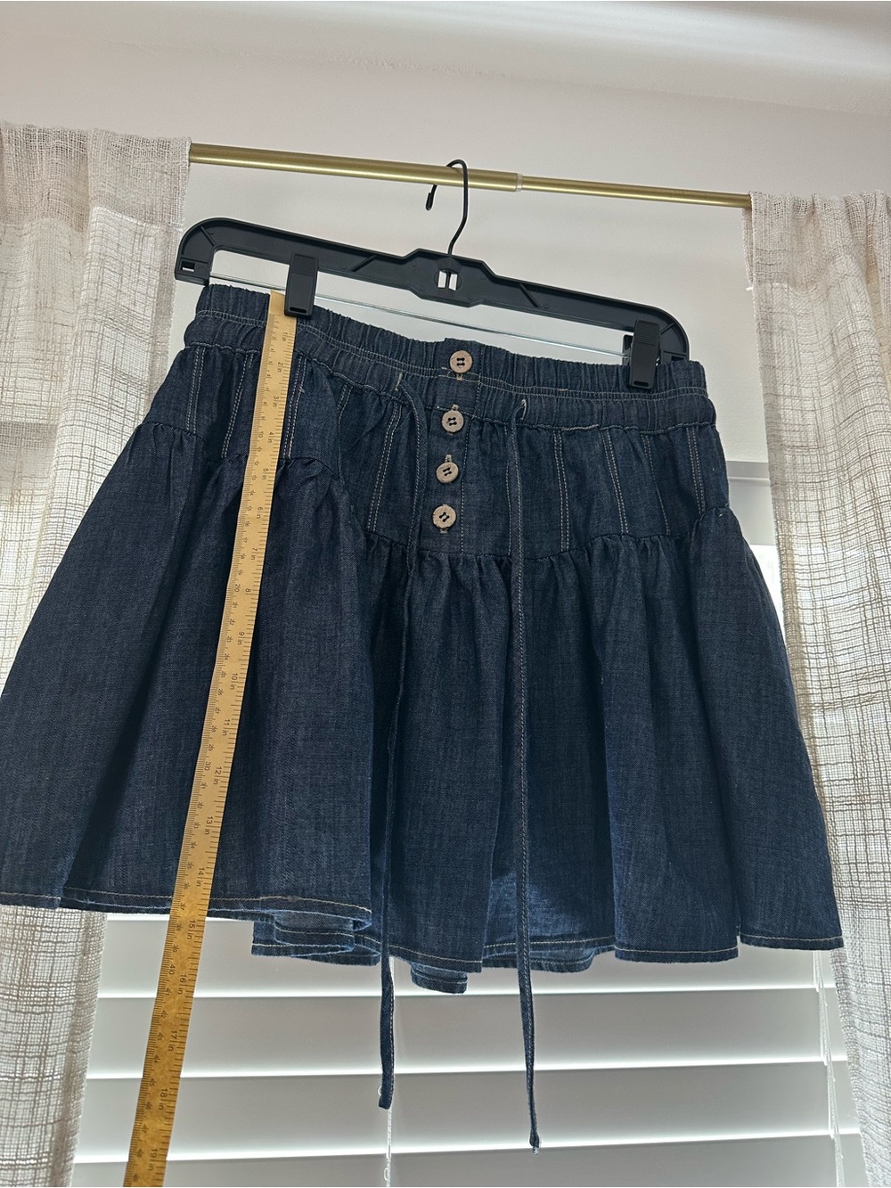 NWOT Mustard Seed Navy Tiered Mini Skirt with Front Buttons Size Small